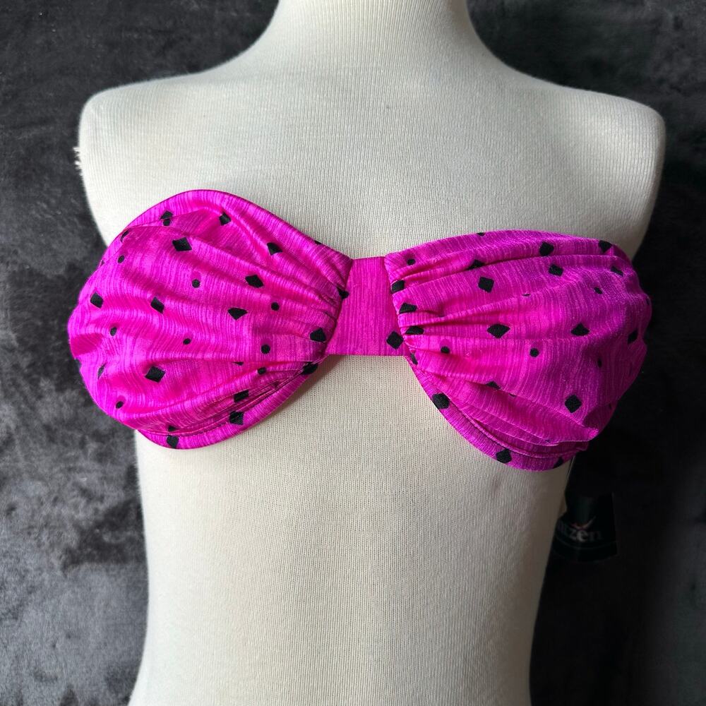 Vintage 80s/90s Bandeau Strapless Bikini Top Pink black  
Women’s Size M/L